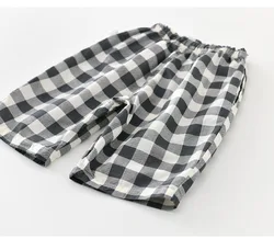 Pantalones de cuadros de verano de pierna ancha para niños