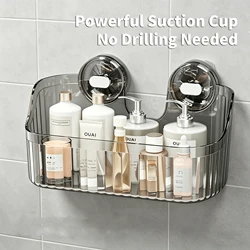 Estante de ducha con ventosa transparente sin taladrar para baño