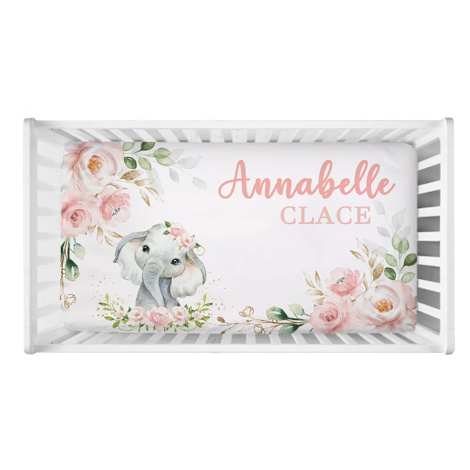 LVYZIHO Juego de Cama para Cuna Personalizable Flores y Elefantes - imagen 5