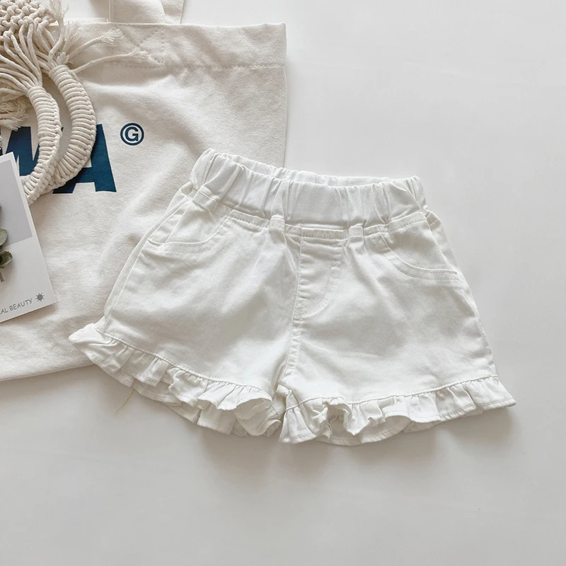 Pantalones cortos vaqueros con volantes para niños y niñas - imagen 2