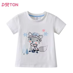 DXTON Camiseta niña de algodón con estampado de gato animal manga corta