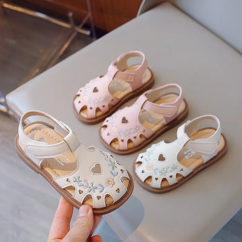 Sandalias de niña con flores bordadas y suela suave de verano - imagen 5