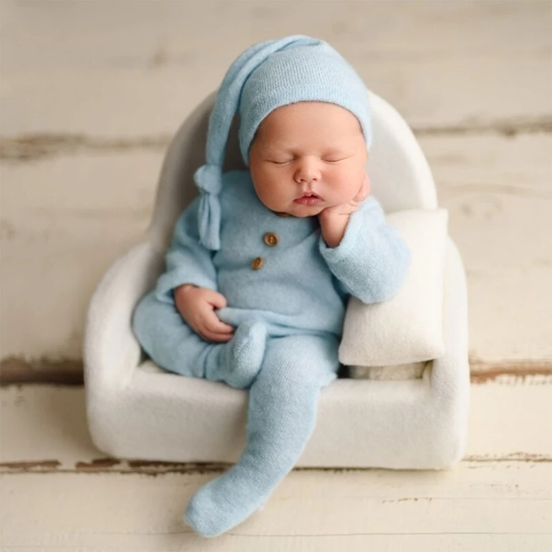 Conjunto recién nacido con gorro para sesión de fotos