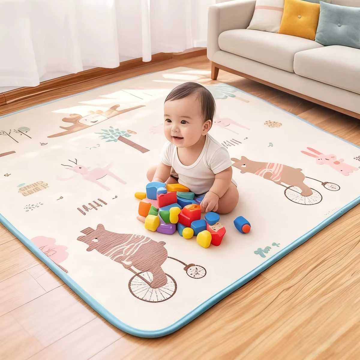 Alfombra de juego para bebés gruesa plegable para gatear con actividades - imagen 5