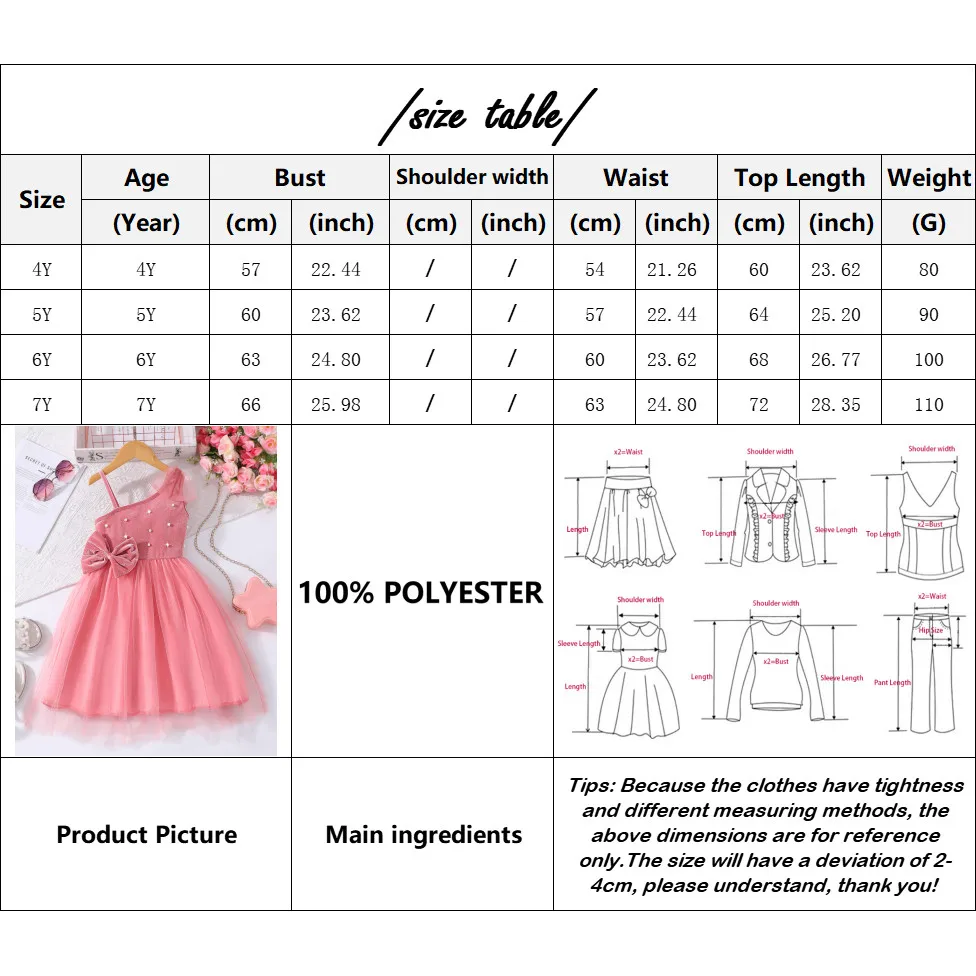 Vestido rosa de fiesta niña con lazo de perlas y diseño de un hombro