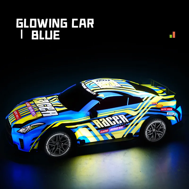 Coche RC en acción con luces LED
