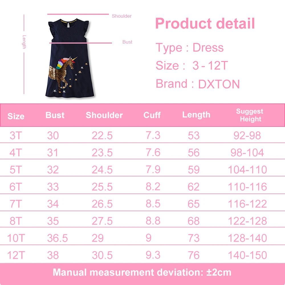 Vestido DXTON unicornio con lentejuelas frontal