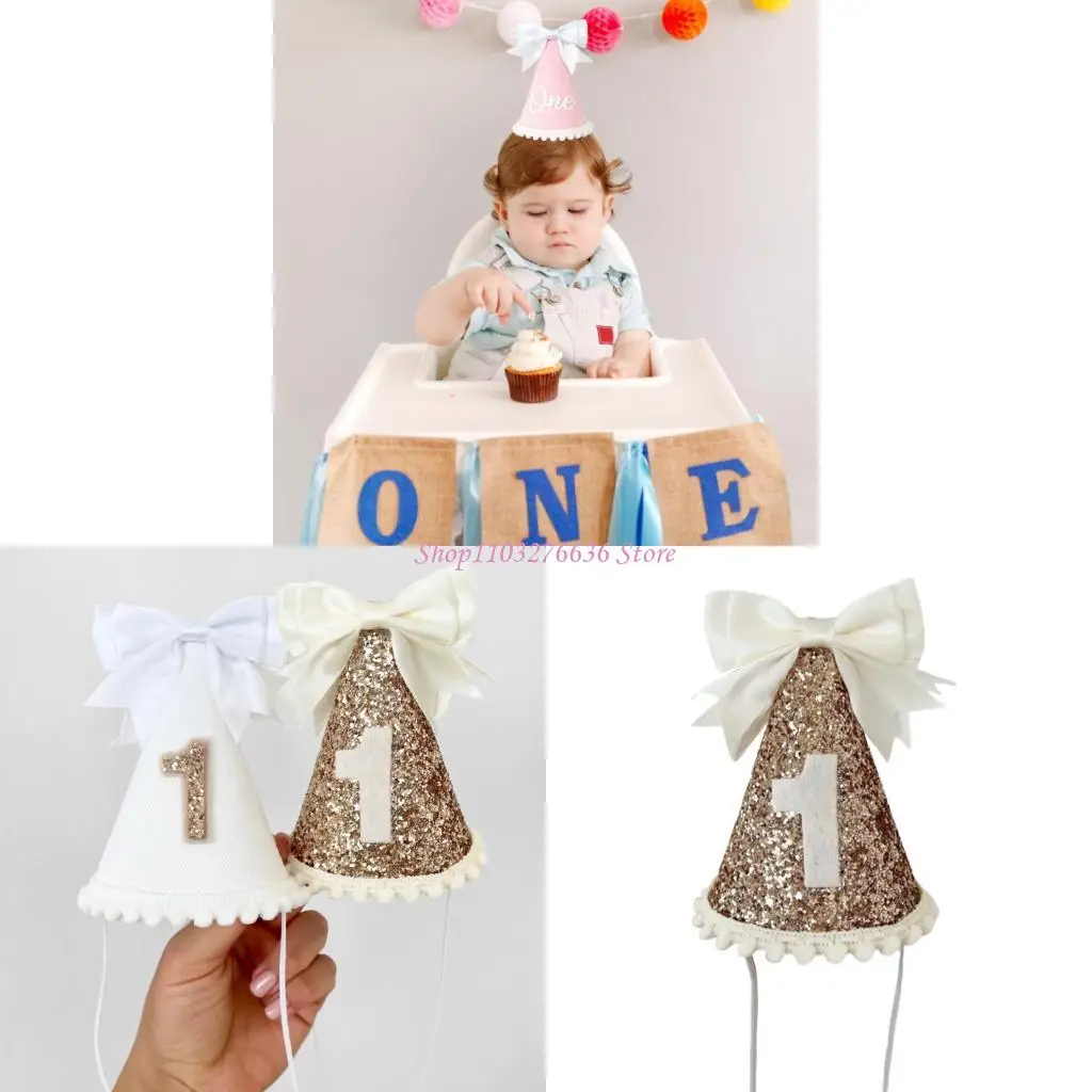 Sombrero bebé para cumpleaños con lazo y tejido suave - imagen 4