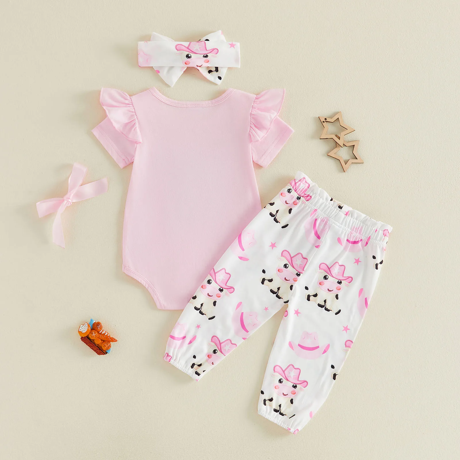 Conjunto verano bebé niña: romper manga corta y diadema vaquera - imagen 3