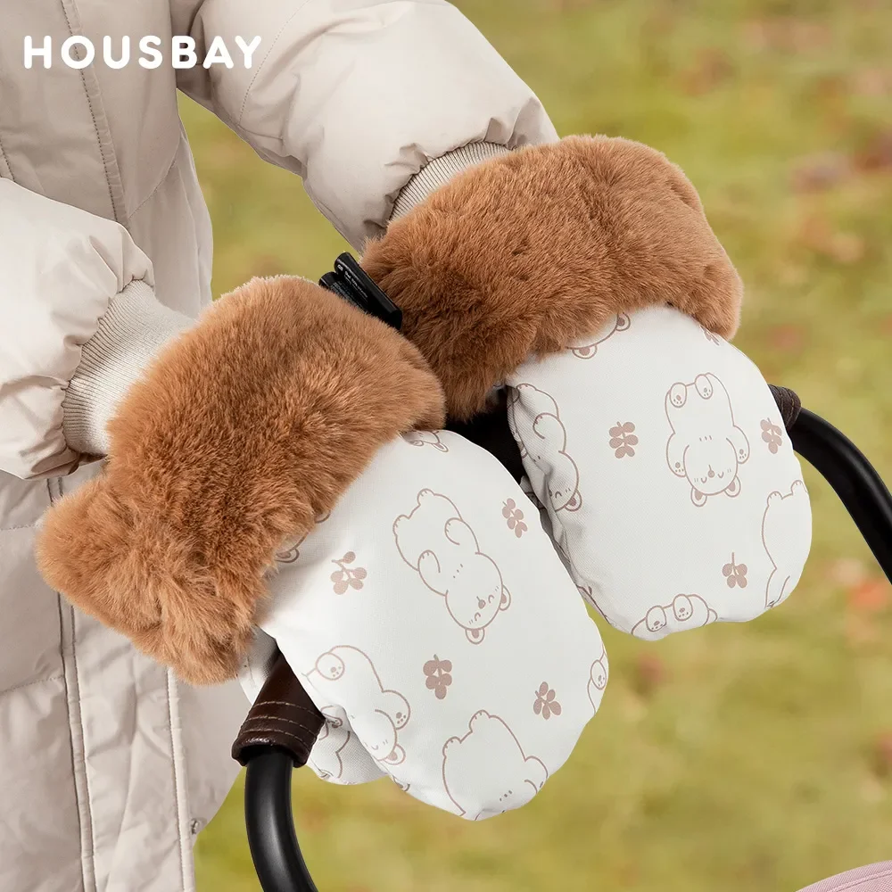 Guantes para cochecito bebé cálidos e impermeables con estampado oso - imagen 2