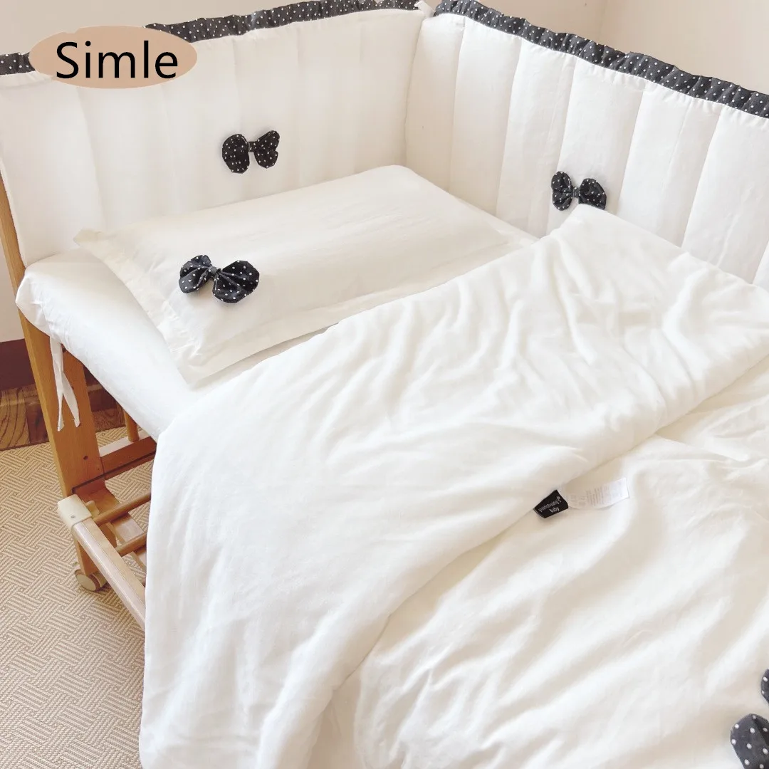 Juego de cama bebé con protector de cuna de algodón estilo coreano - imagen 3