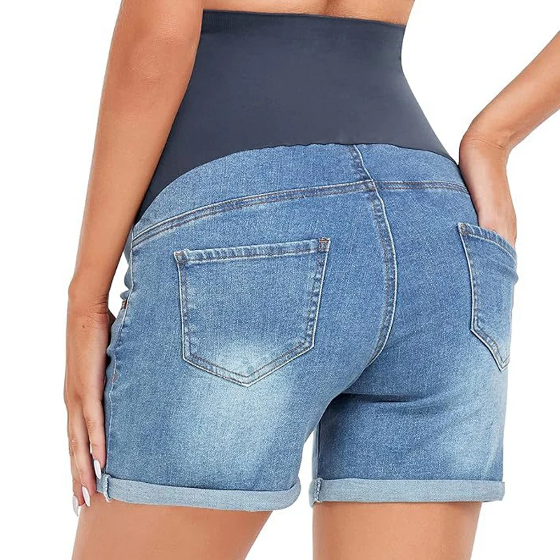 Shorts premamá de cintura alta en tejido vaquero con sujeción - imagen 4
