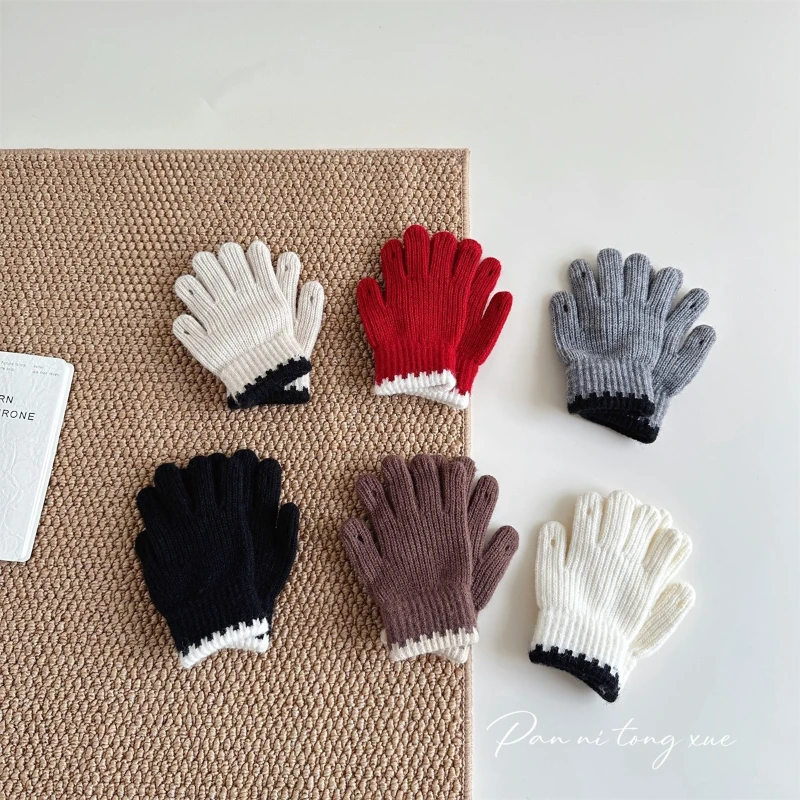 Mitones de punto cálidos para bebés y niños invierno