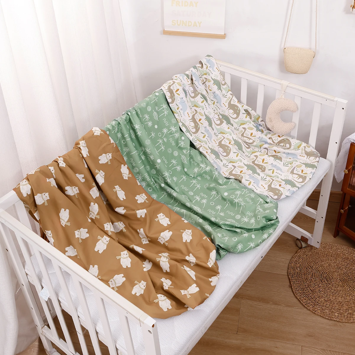 Elinfant Sábana ajustable para cuna con funda de cambiador - imagen 5