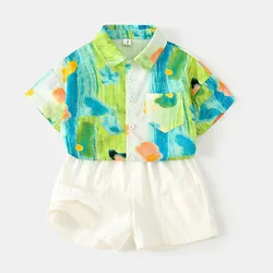 Conjunto de bebé veraniego: top de algodón y pantalón corto
