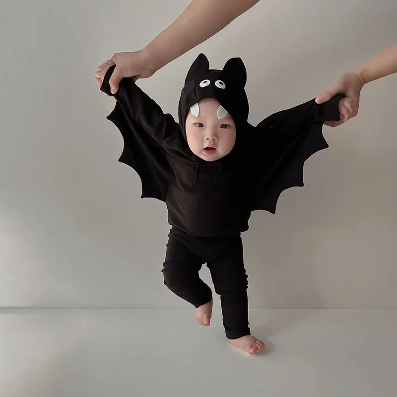 Milangel conjunto Halloween bebé: camisa murciélago y pantalón