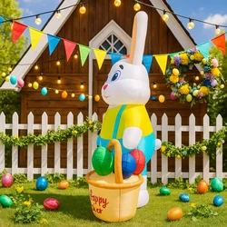 Conejo inflable de Pascua con luces LED para jardín