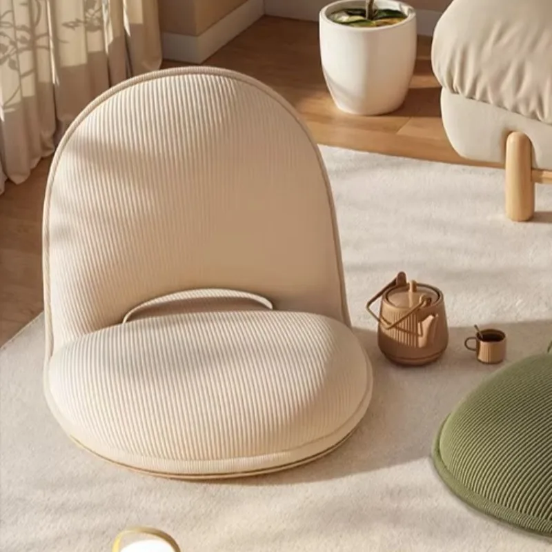 Sillón puff plegable con respaldo de felpa para salón y dormitorio - imagen 3