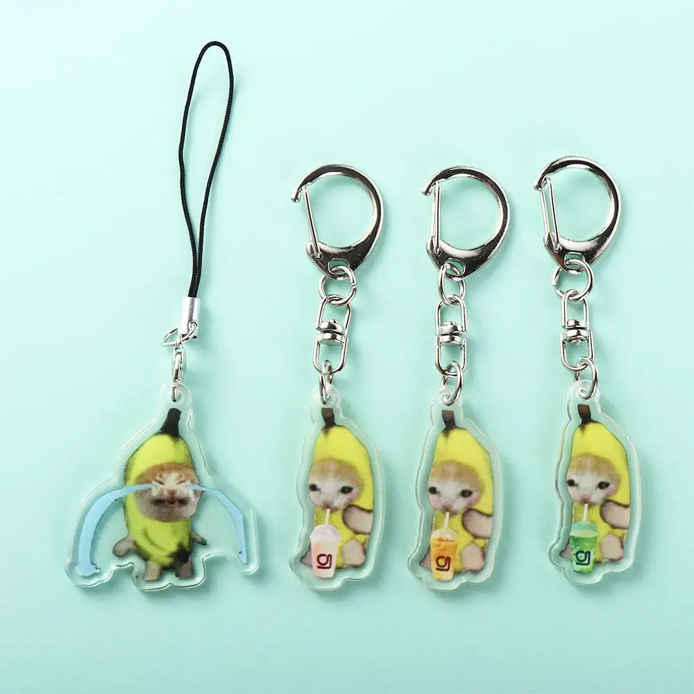 Llavero Banana Cat de gato plátano para mochila y bolso - imagen 4