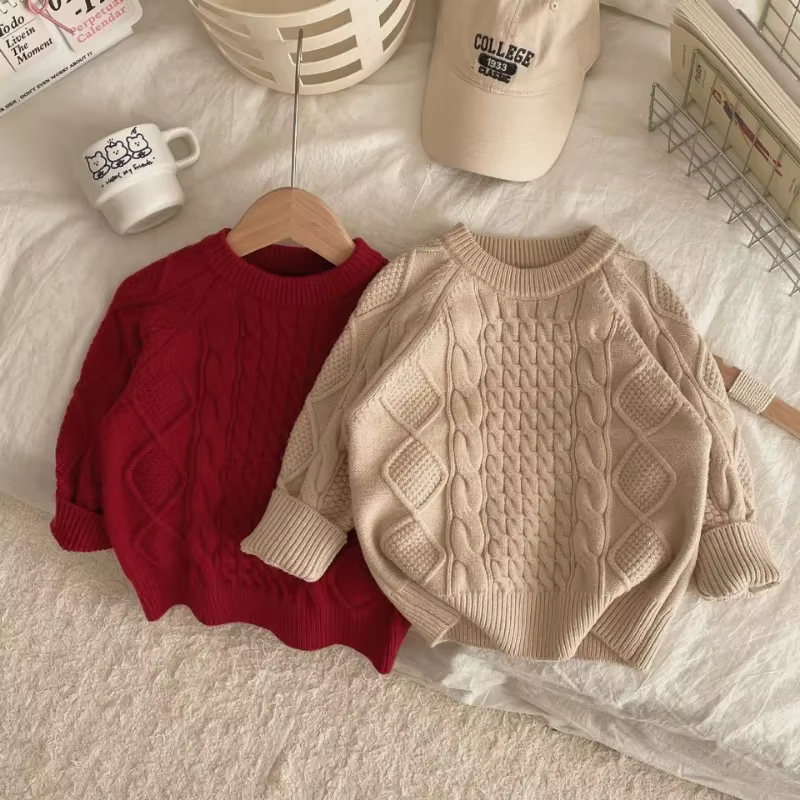 Suéter de invierno para niños punto suave vintage cuello redondo - imagen 4