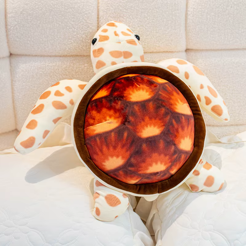 Tortuga de peluche suave en algodón, almohada decorativa infantil