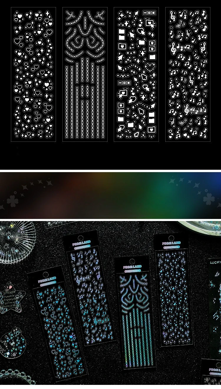 Pegatinas de estrellas doradas y plateadas con efecto brillante