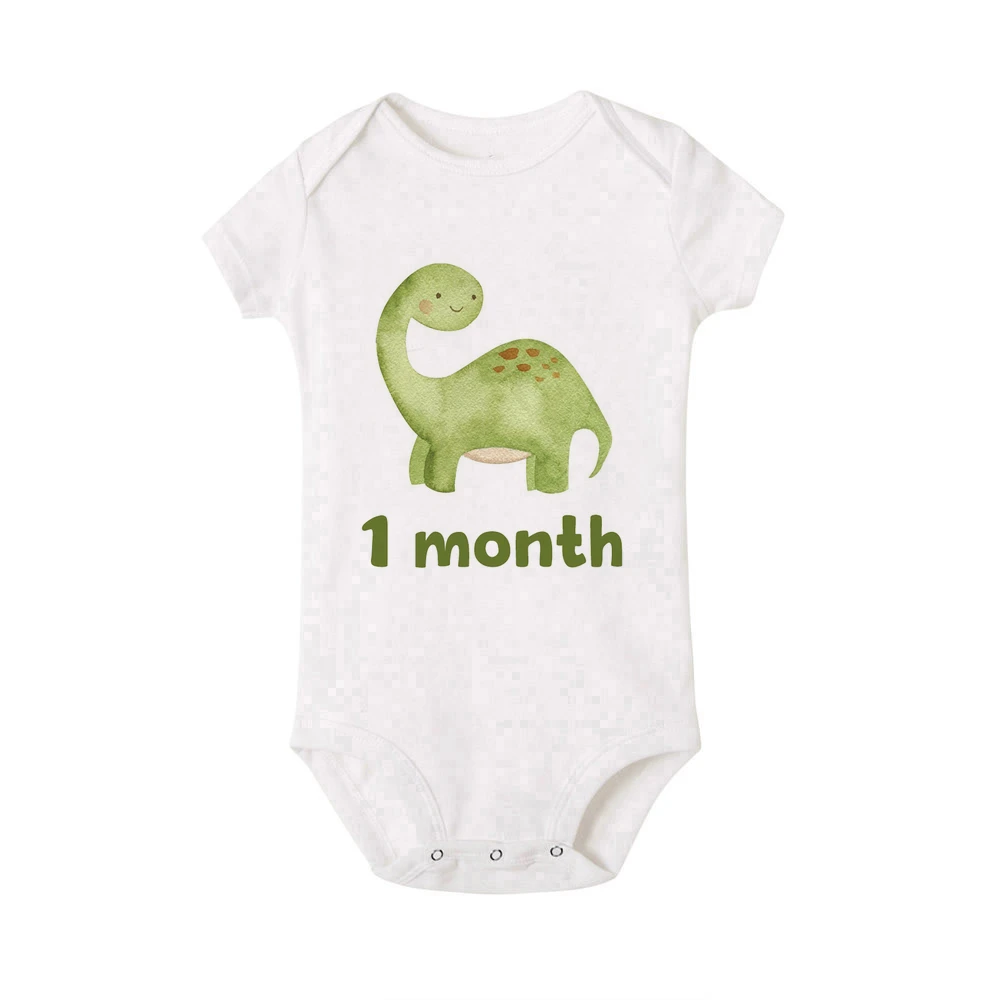 Body de dinosaurio para bebé – Diseño mensual para regalo de ducha