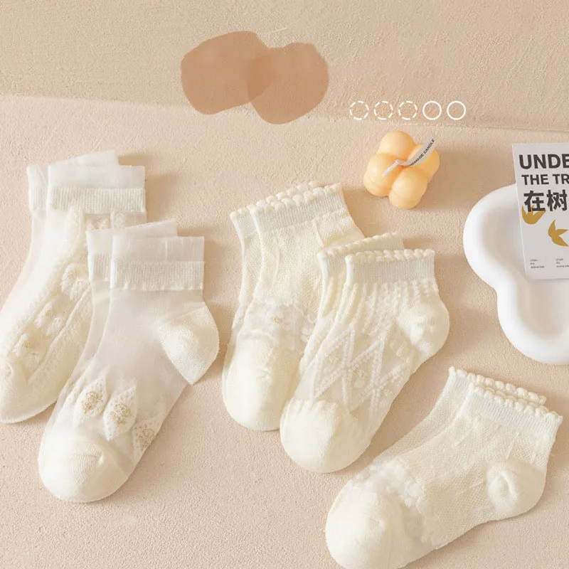 Calcetines de verano de algodón suave para niñas Encaje de princesa - imagen 5