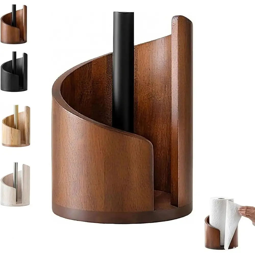 Portarrollos de papel de cocina de madera con base independiente - imagen 3