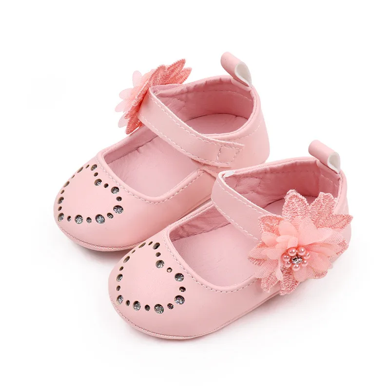 Zapatos primeros pasos antideslizantes – Cuero PU con flores para niña - imagen 2
