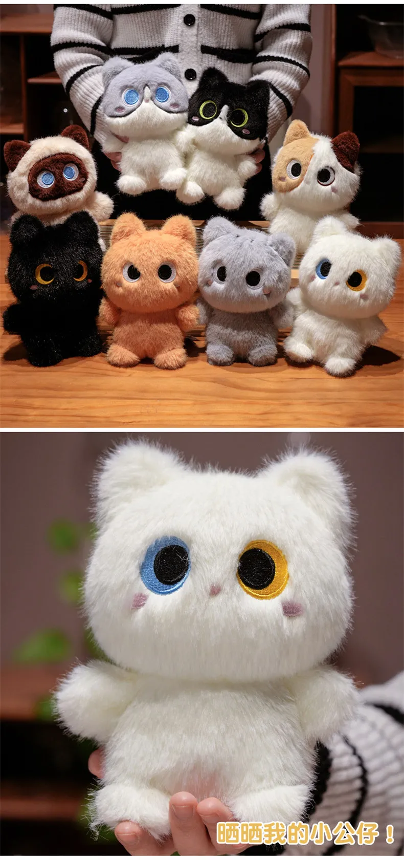 Peluche siamés en diferentes ángulos