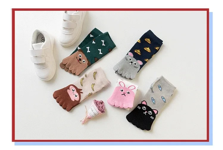 Calcetines de cinco dedos con dibujos de animales