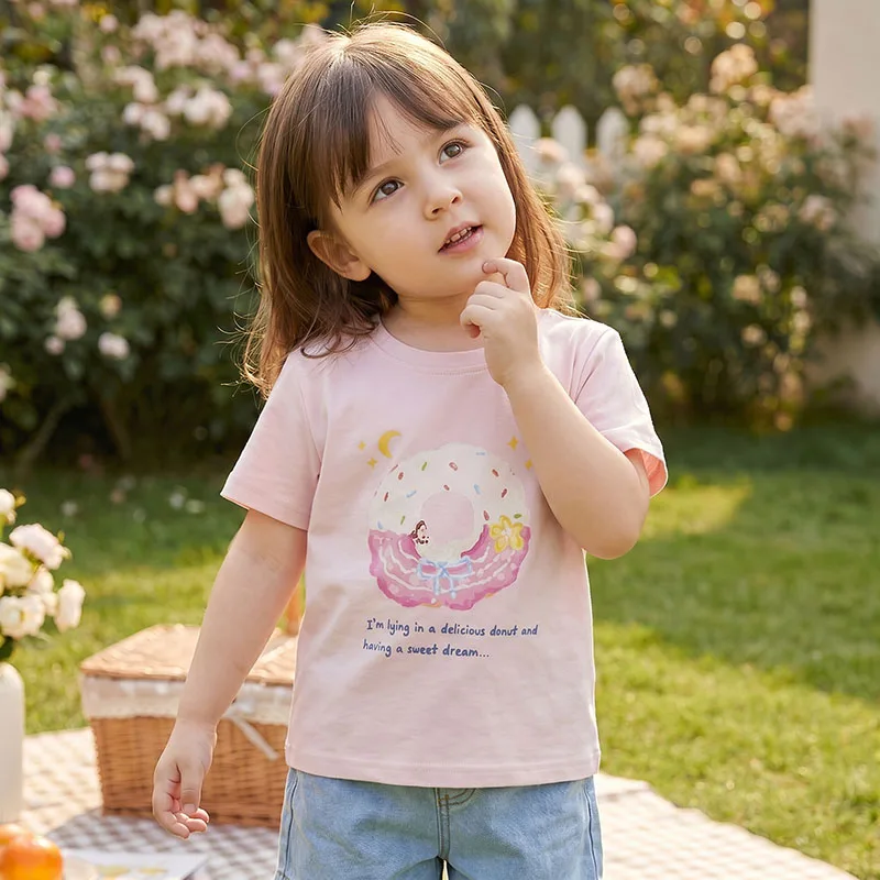 Camiseta de verano para niña ligera con estampado de cereza y donut - imagen 2