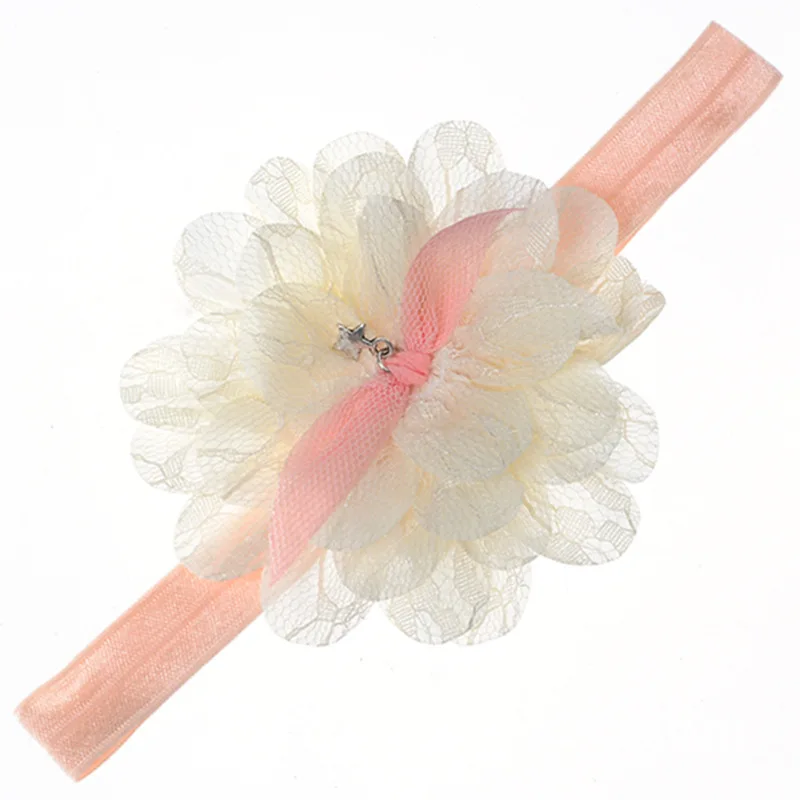 Diadema bebé elástica con encaje floral estilo hada para fiestas