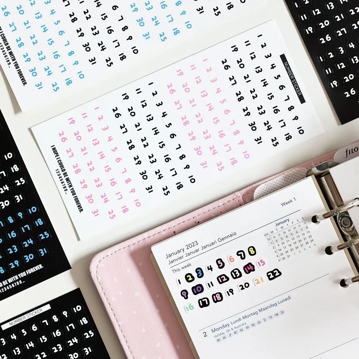 Pegatina numerada para organización diaria