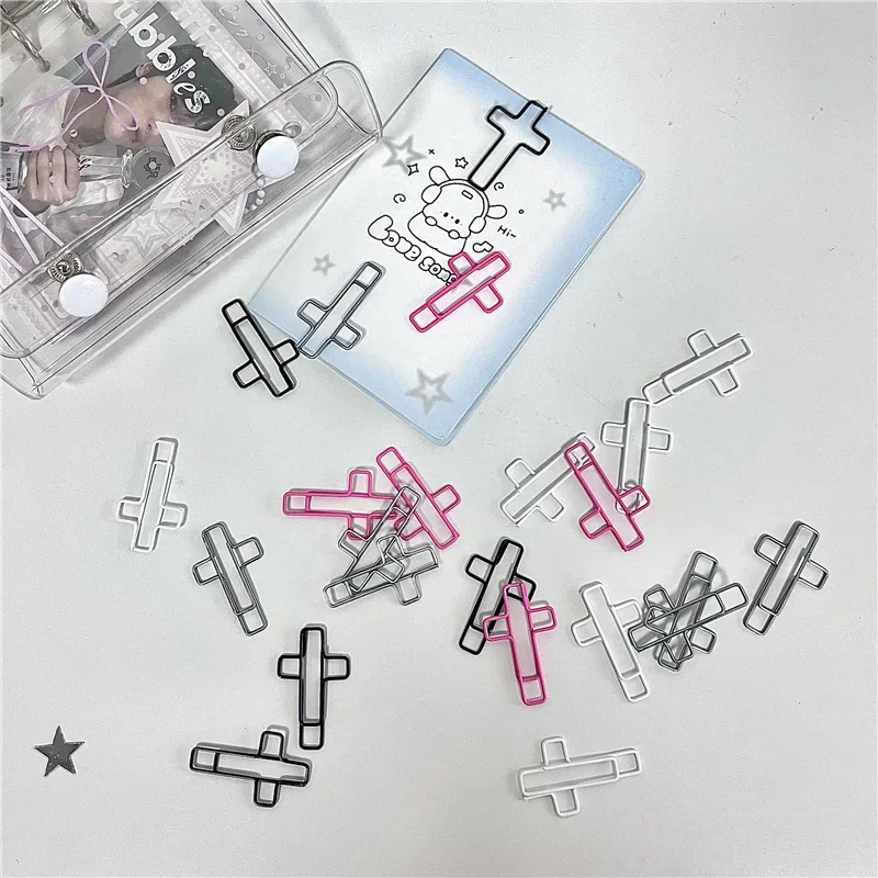 Clips de papel con cruz bicolor estilo Y2K para notas y tarjetas - imagen 5