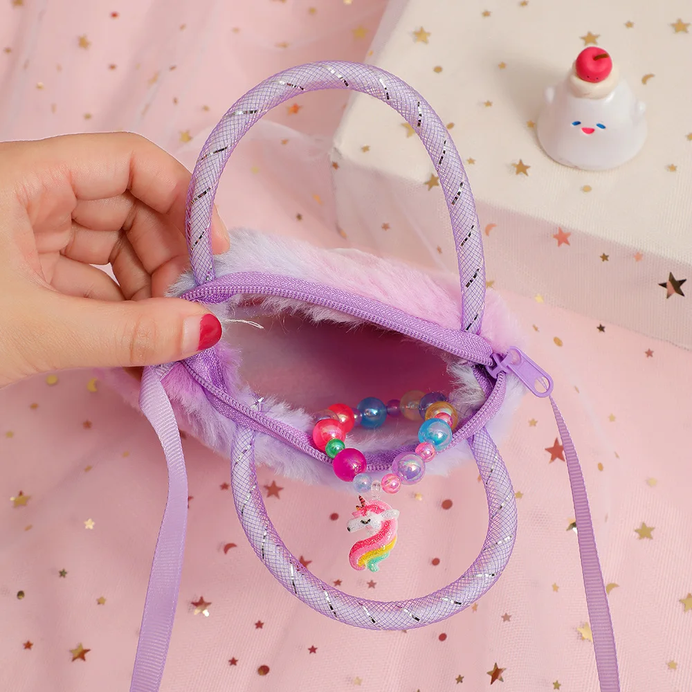 Bolso bandolera de unicornio – Felpa suave brillante para niña - imagen 4