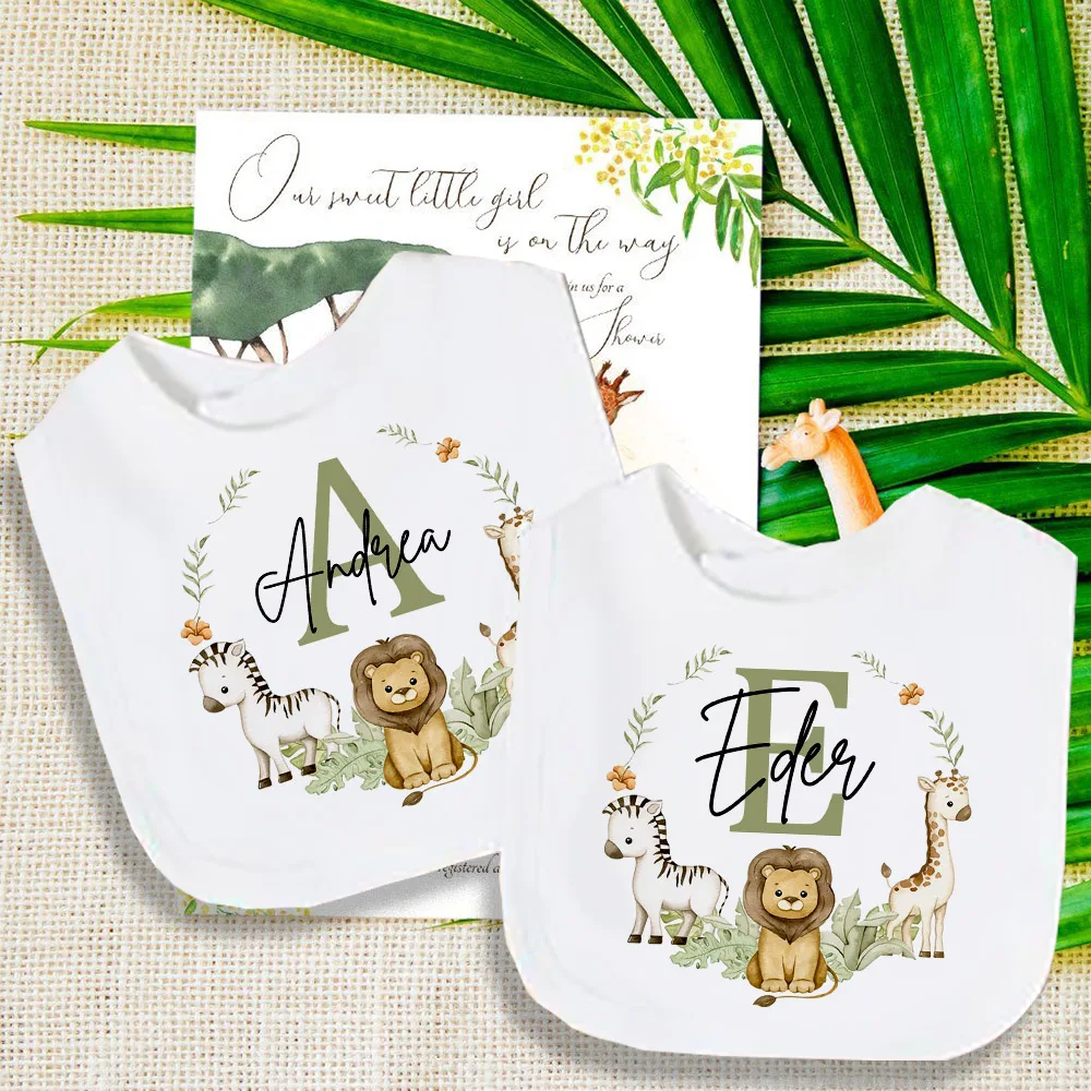 Babero personalizado Safari con nombre – Regalo divertido bebé - imagen 3