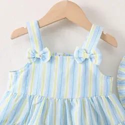 Vestido verano niña algodón sin mangas con lazo y sombrero