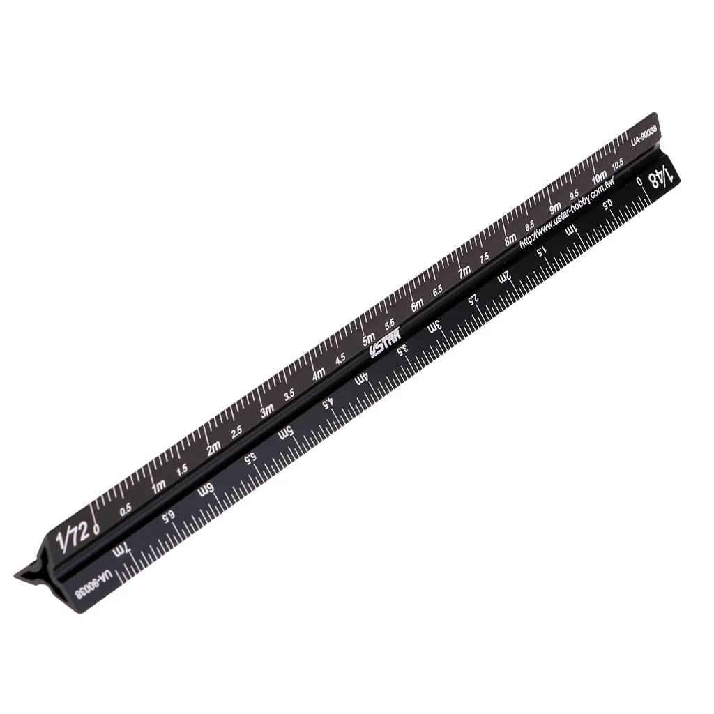 Regla de escala triangular metálica de 17 cm