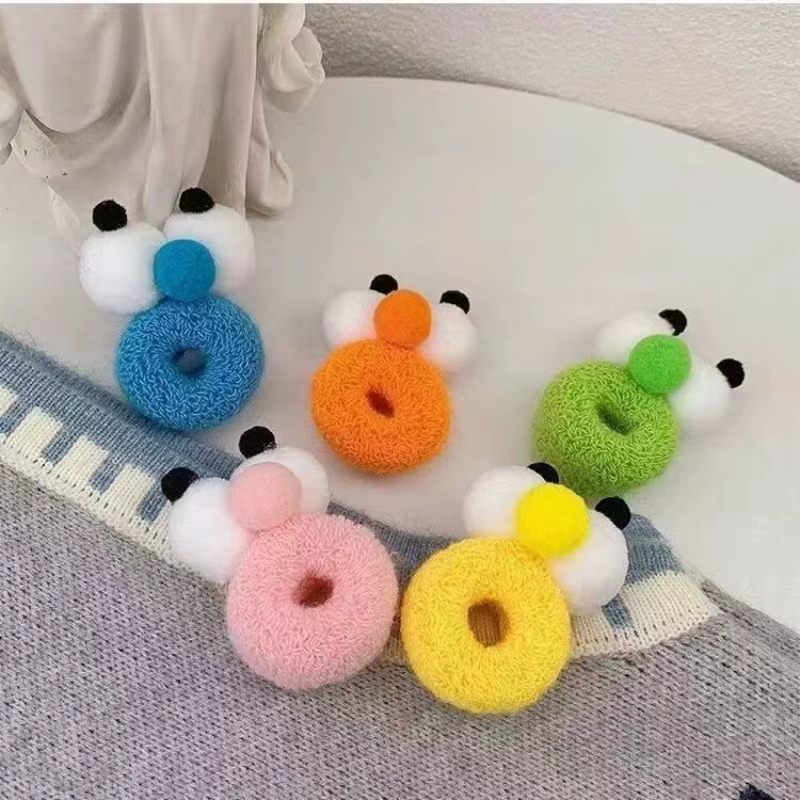 Lazo para el pelo de niña con ojos animados, elástico y color caramelo - imagen 2