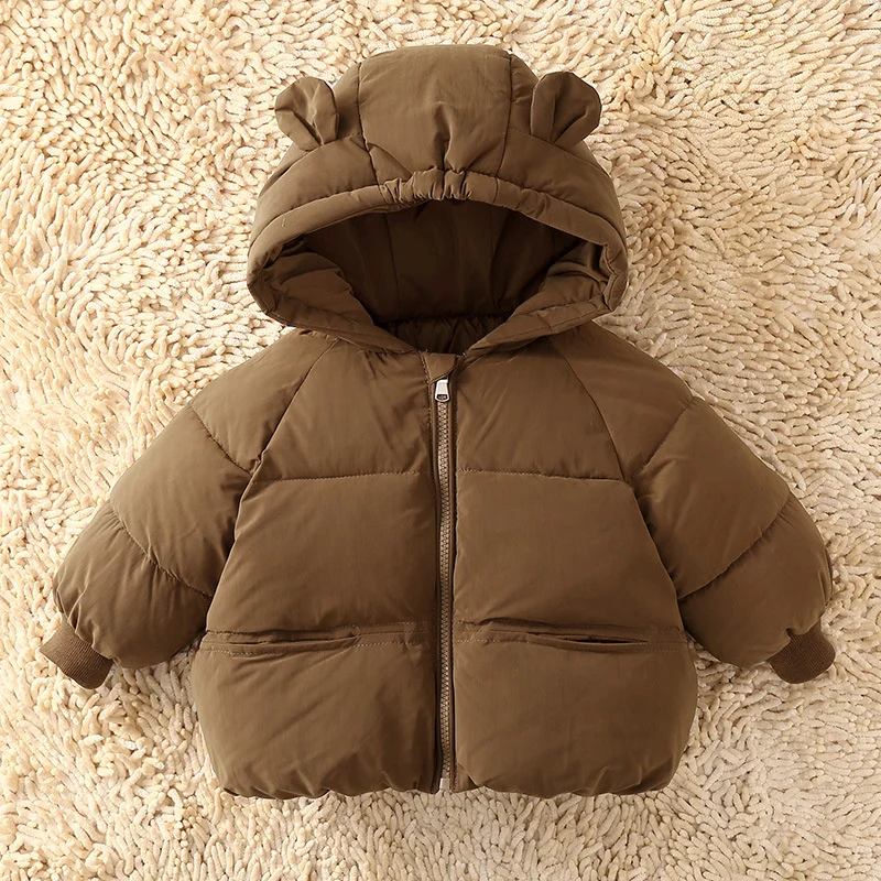Abrigo de bebé de invierno con capucha de felpa cálida acolchada gruesa - imagen 2