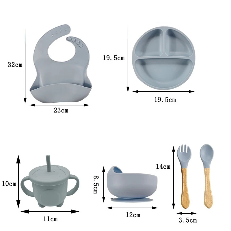 Vajilla silicona bebé con ventosa – Plato dividido y babero infantil - imagen 3