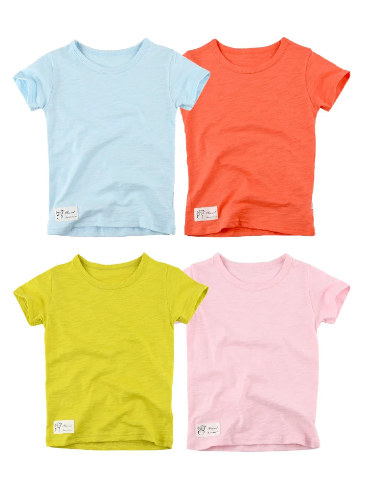 Camiseta bebé algodón bambú manga corta transpirable cuello redondo