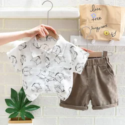 Conjunto de verano para bebé: camisa estampada y pantalón corto