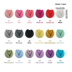 Cuentas de silicona forma tulipán para manualidades infantiles