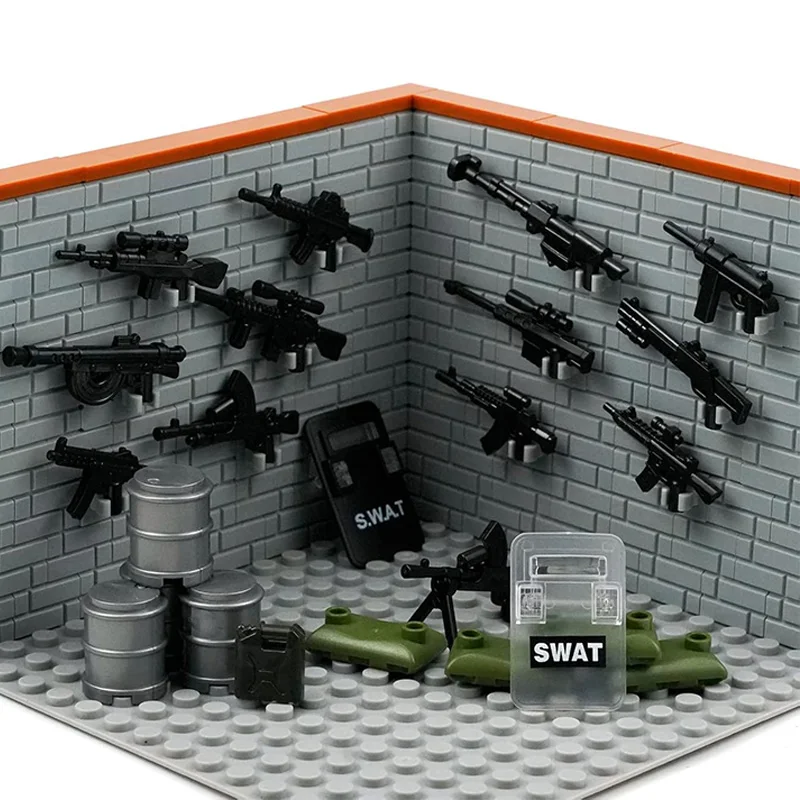 Figuras de soldados y elementos de simulación en miniatura