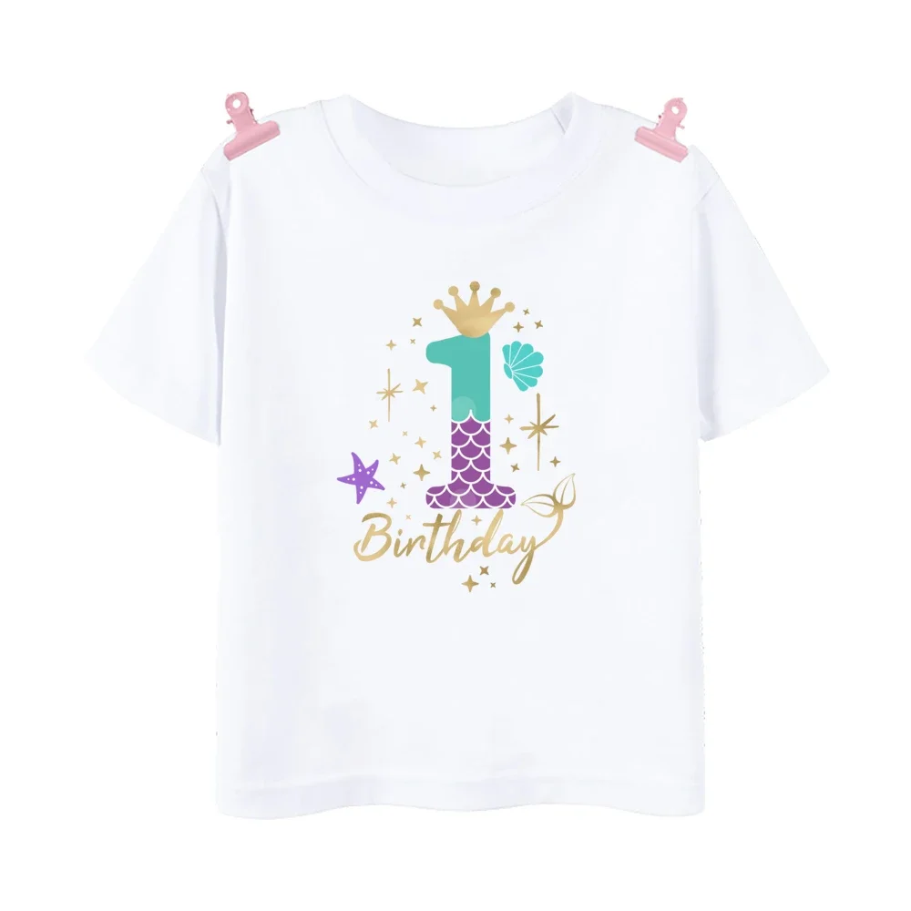 Camiseta de cumpleaños para niñas con estampado marino 1-9 años