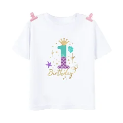 Camiseta de cumpleaños para niñas con estampado marino 1-9 años