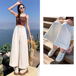 Pantalones maternidad pierna ancha holgados cintura elástica verano